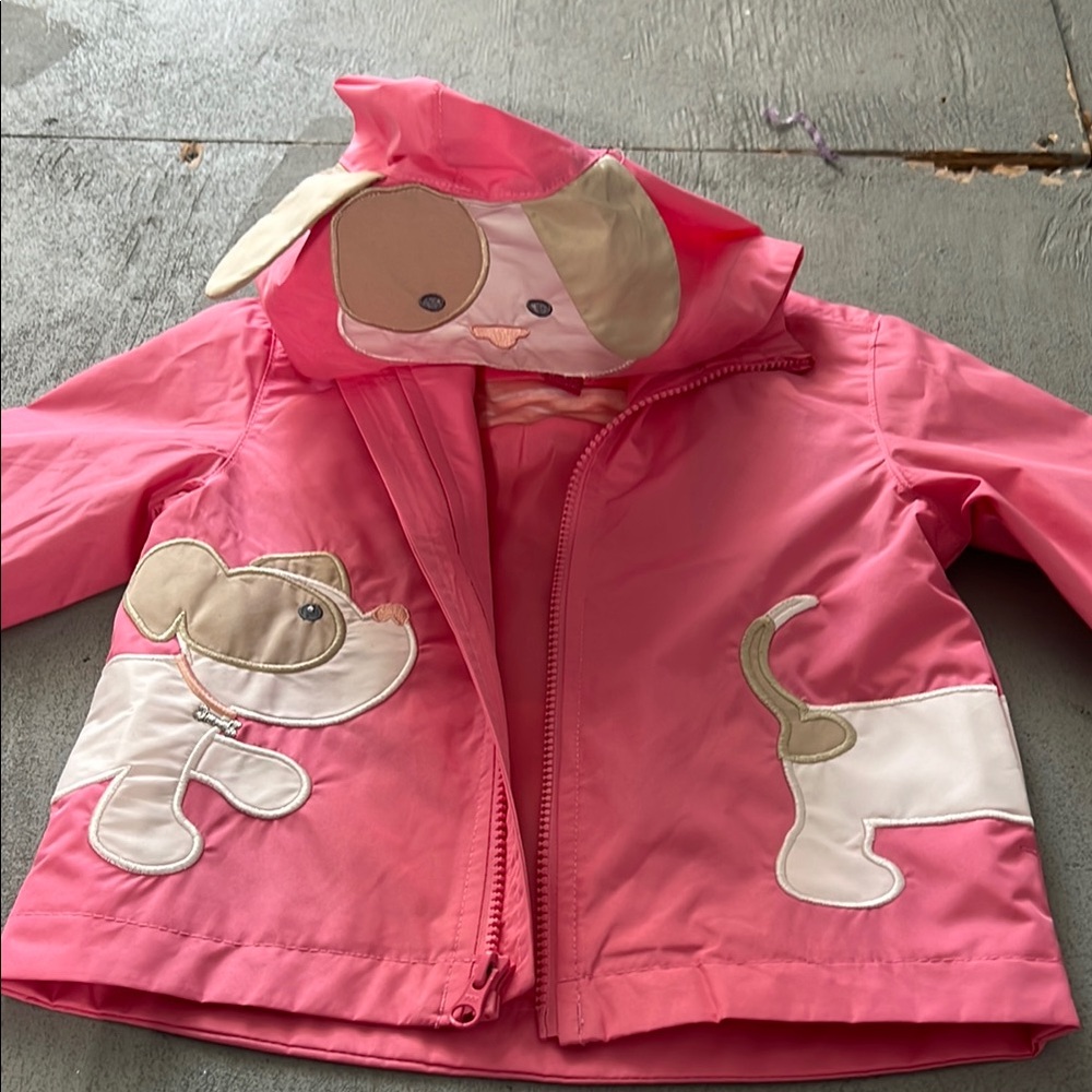 London Fog Pink Striped dog Rain Jacket NWOT